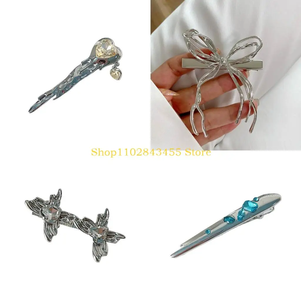 

49MC Крутая заколка для волос со стразами для девочек, многофункциональная женская заколка из жидкого металла