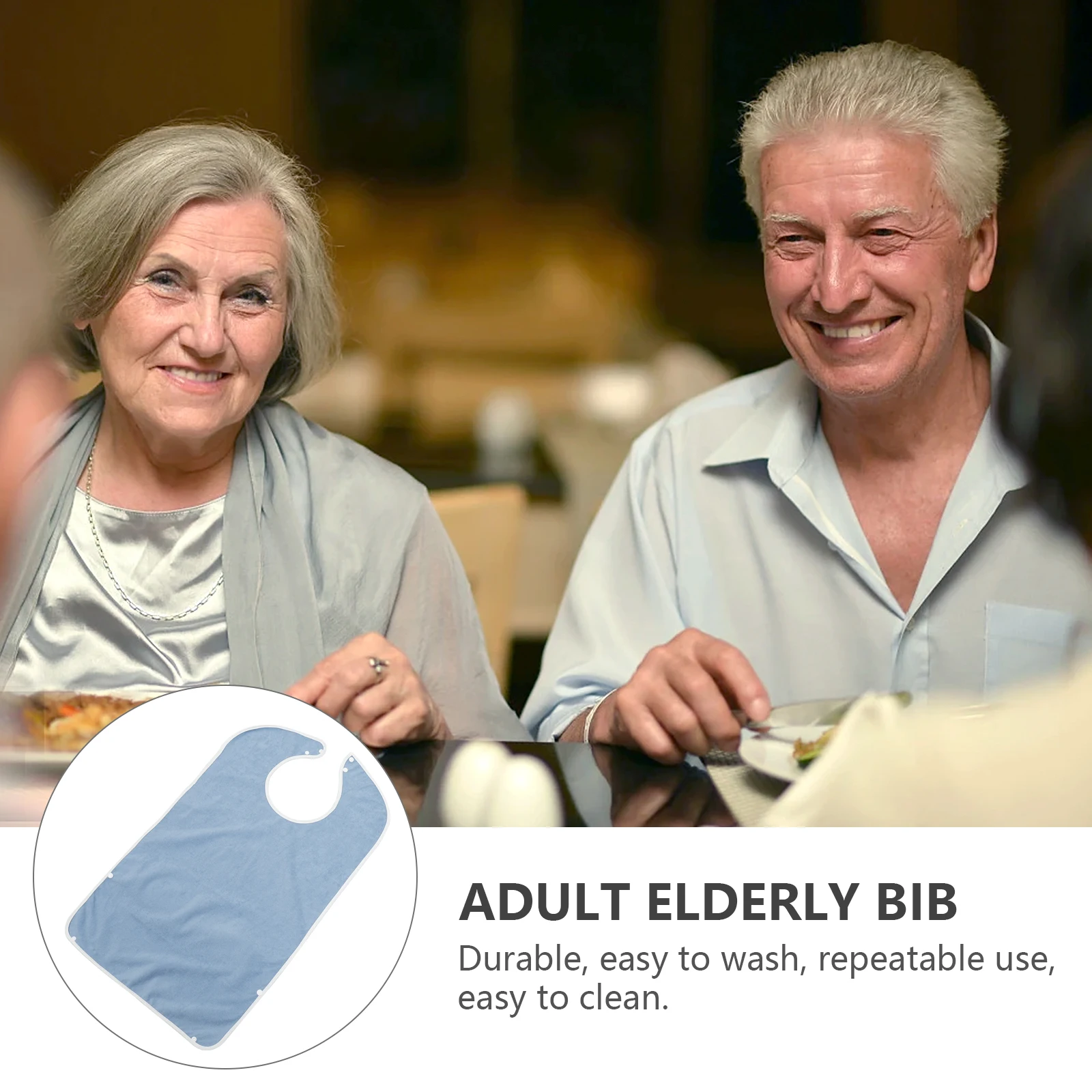 

1 pc Waterproof Eating Bib For Adult Durable Fiber Reusable Washable Cloth Protector Meal Apron Bib For Elderly Feeding Adult