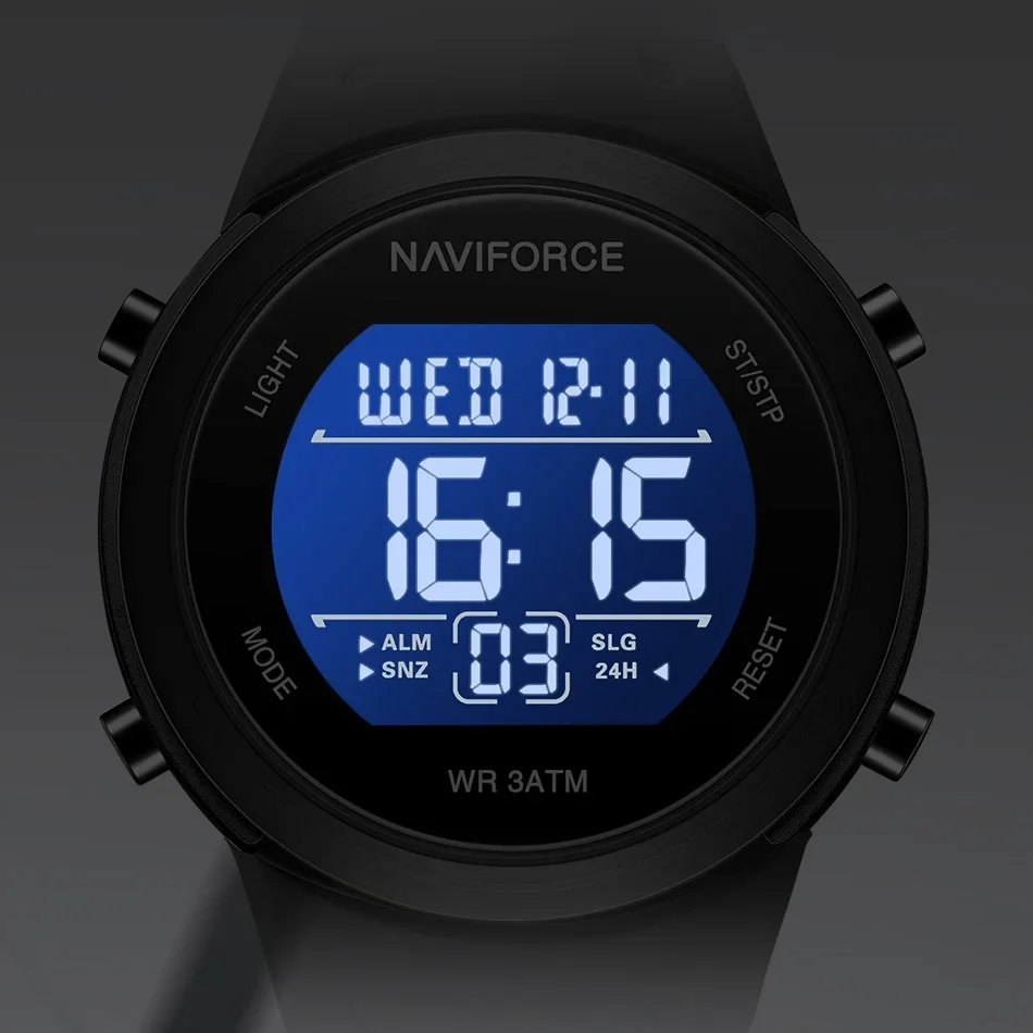 NAVIFORCE NF9246 Modo de alarma Reloj de pulsera para hombre Correa de silicona Luz LED Pantalla de luz nocturna Relojes electrónicos