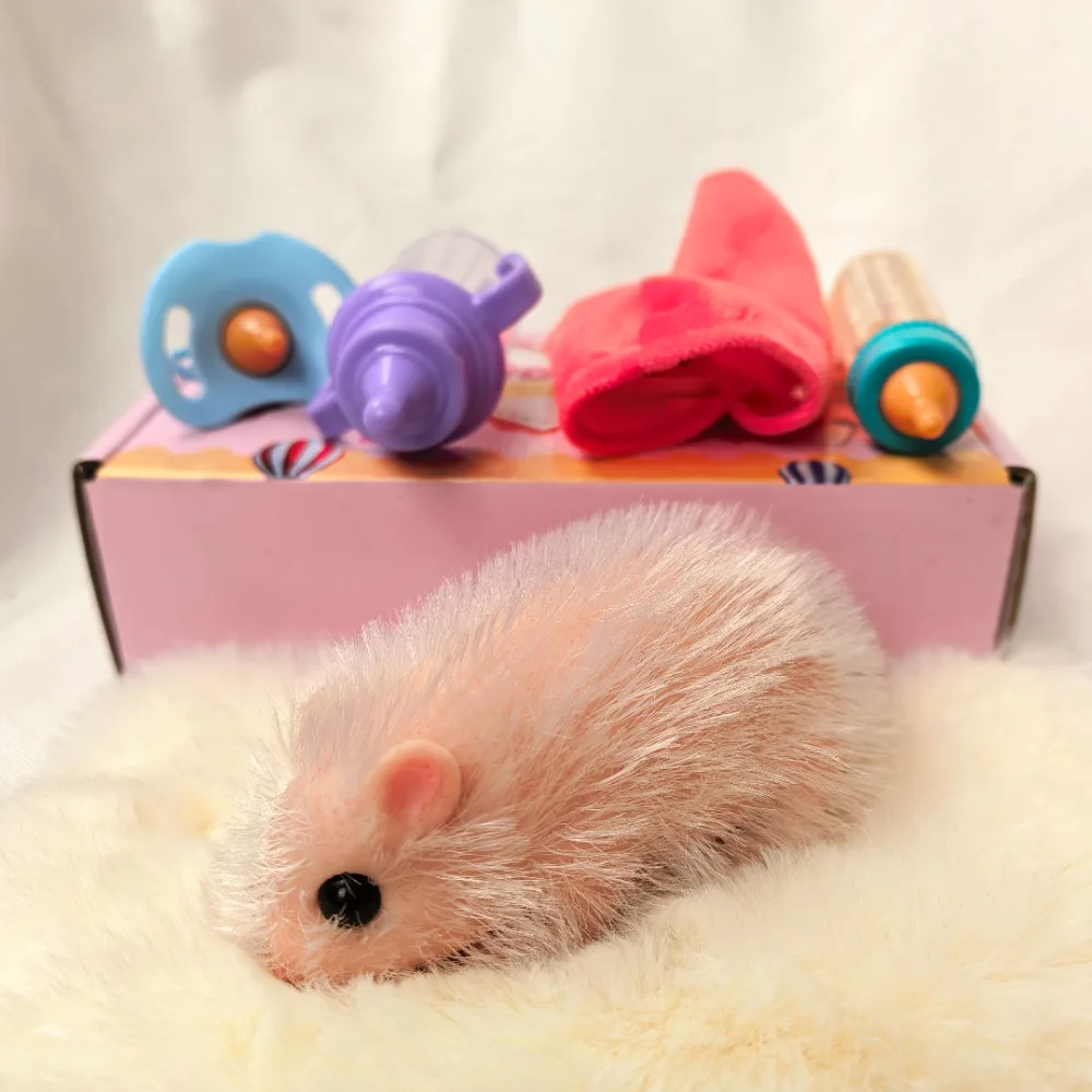 Simulation Animal Hamster Silicone Reborn Doll Decompression Toys Cute Hamster With Feeding Accessories Newborn Baby Reborn Doll