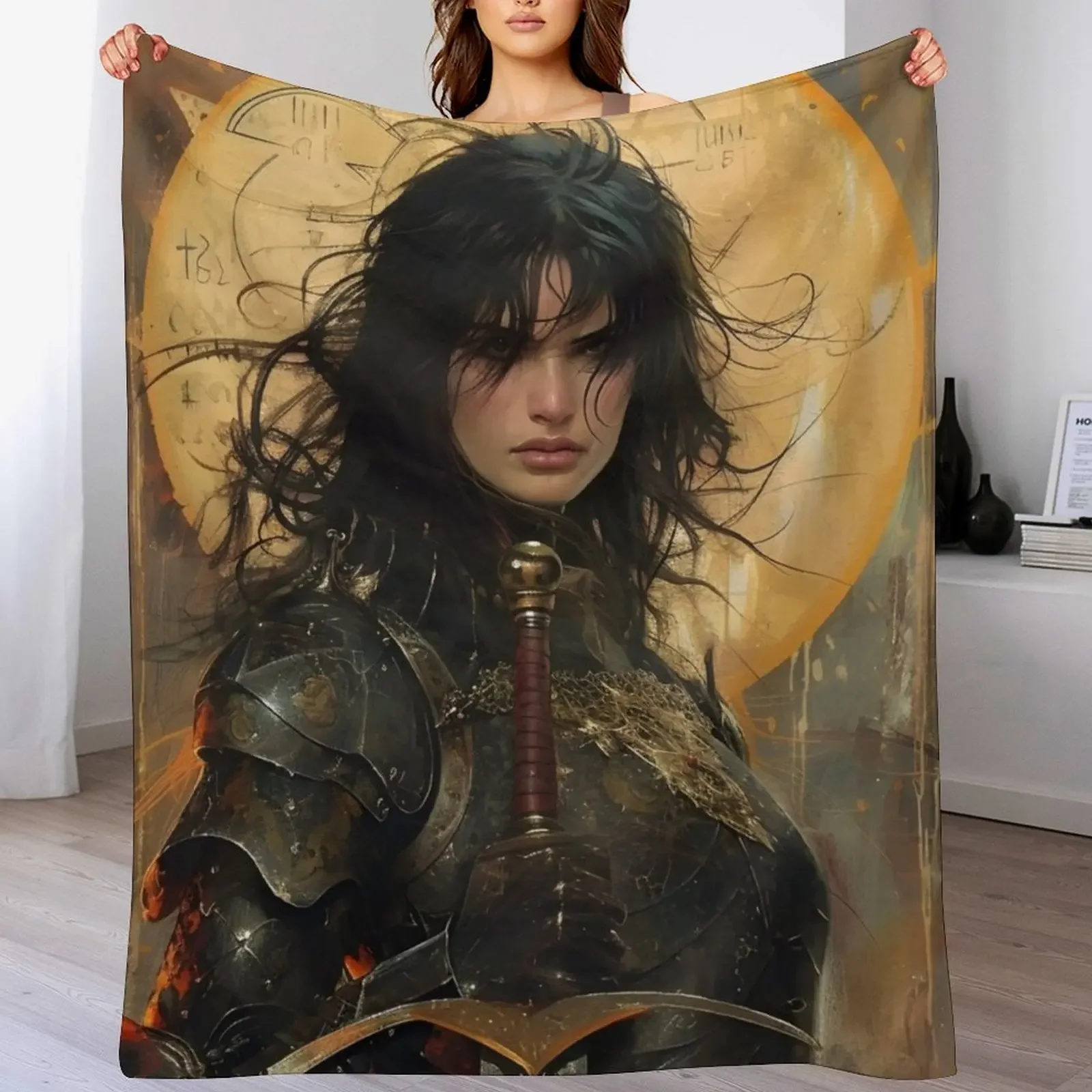 

Warrior Woman - Fantasy Art Throw Blanket Shaggy heavy to sleep Furry Soft Blankets