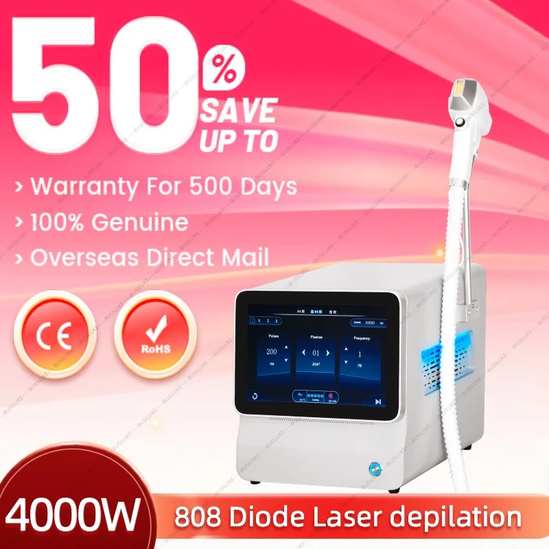

4000 Вт 808 александритовый постоянный безболезненный эпилятор для удаления волос, лазерный диодный аппарат, ледяная платина, охлаждающая головка для тела, лица, подмышек