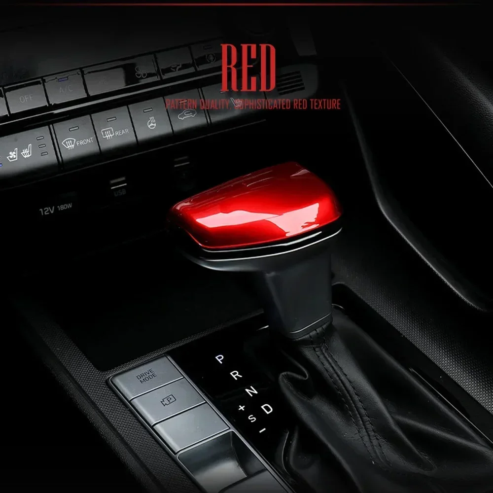 Red Console Gear Shift Konb Shifter Level Head Trim Cover For Hyundai Elantra CN7 2020 2021 2022 2023 LHD