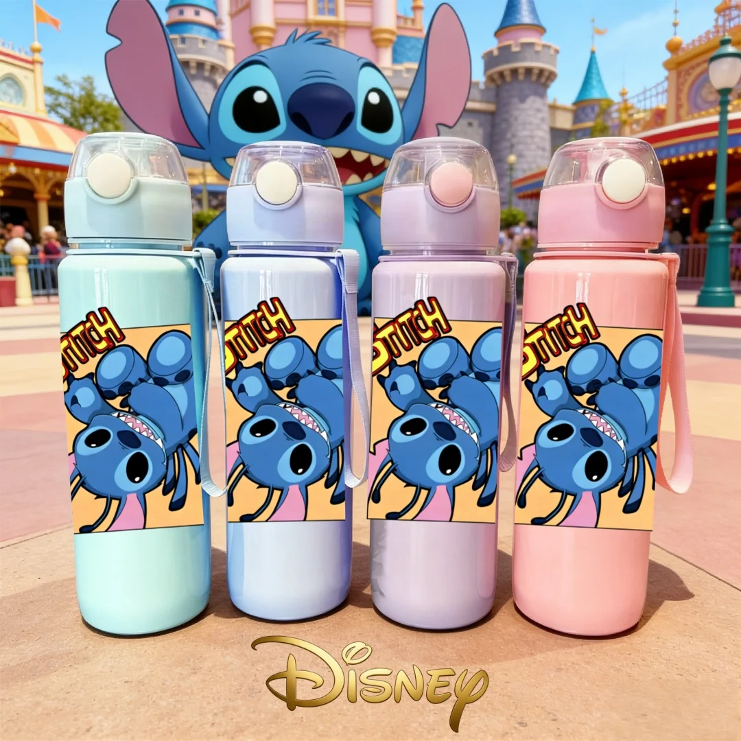 

3D Printed Disney Funny Upside-Down Stitch Pattern Water Bottle, Fun Design, Fade-Resistant & Collectible, Leak-Proof & Reusable