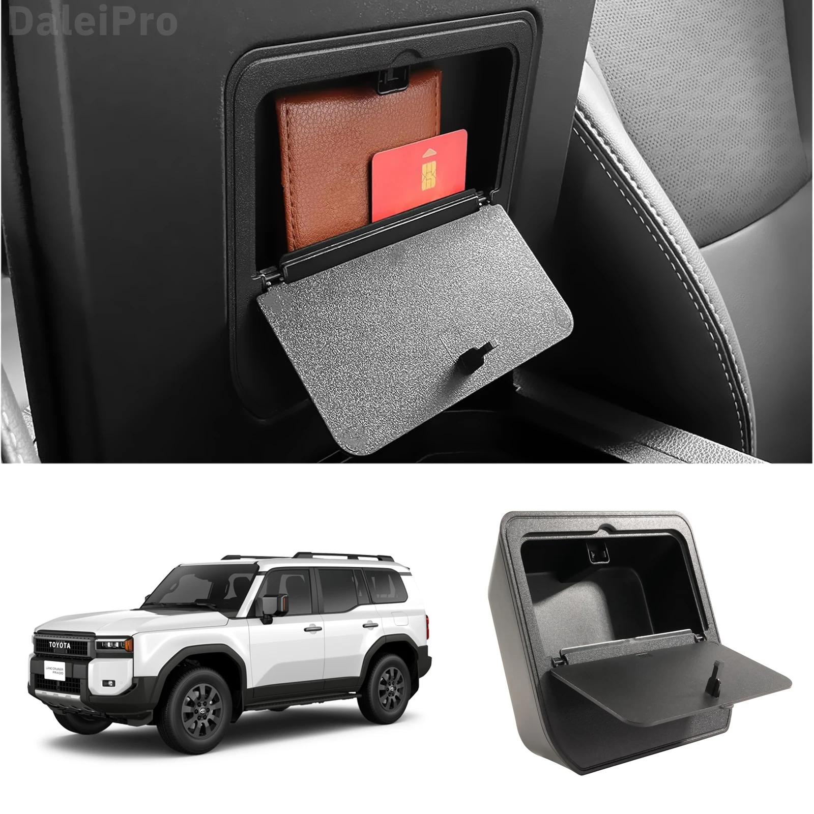 

Для Toyota Land Cruiser LC250 J250 Prado 2024 2025, подлокотник центральной консоли, скрытый органайзер, скрытый ящик для хранения, открытый в одно касание