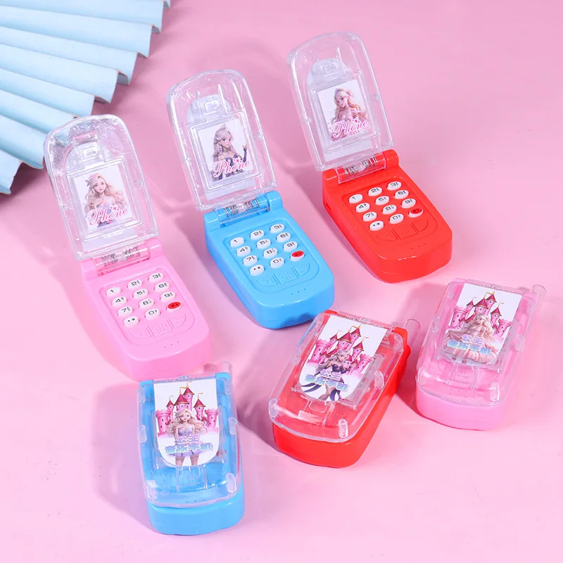 Cute Princess Music Light Flip Phone Creative Children Cartoon Phone Toys Simulation Mobile Phone Puzzle Toy Birthday Gift