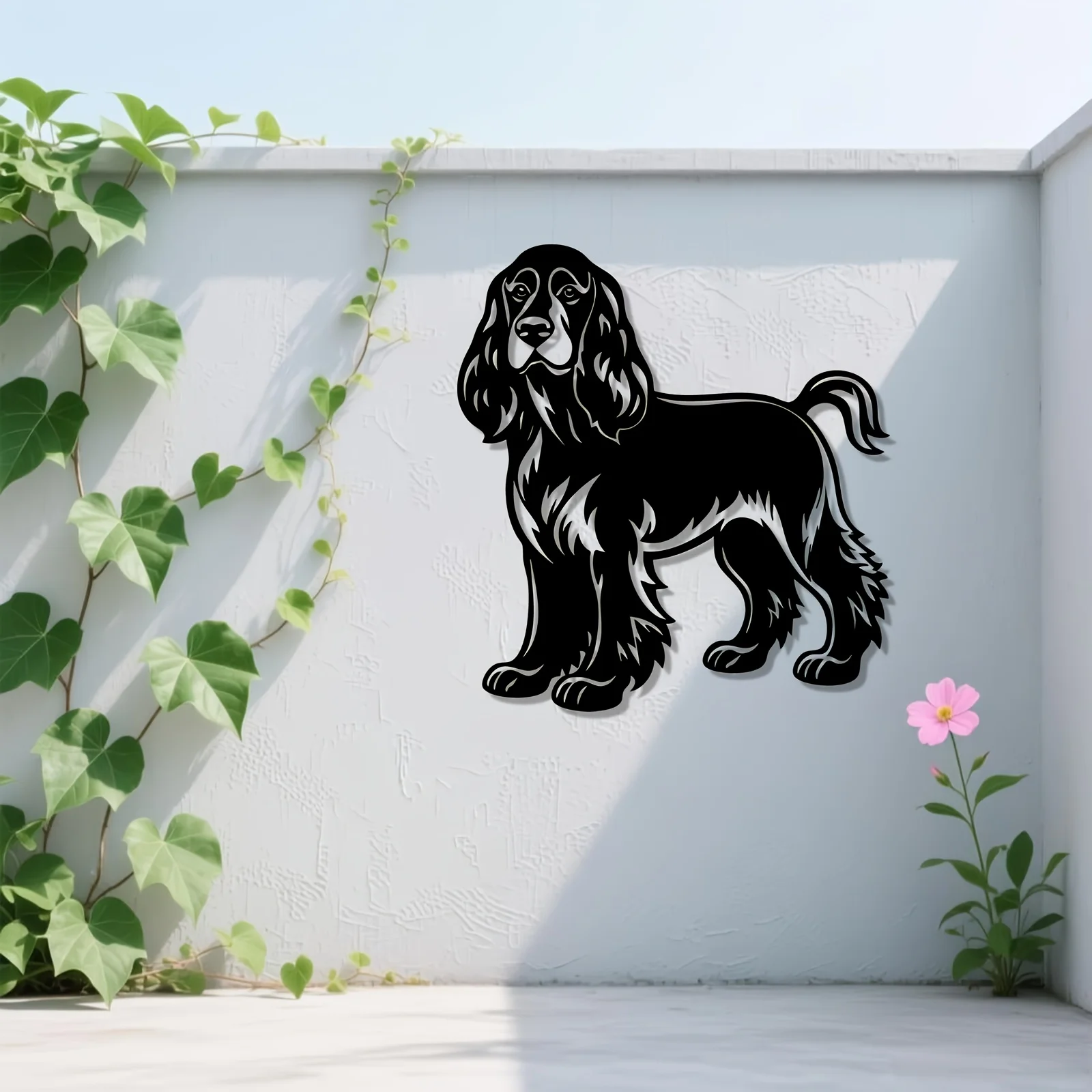 Cocker Spaniel Metal Wall Art, 2D Flat Laser‑Cut Iron Silhouette, Weather‑Resistant Wall‑Mounted Sculpture, Living Room