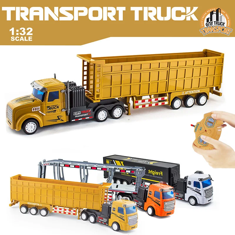 RC Cars Dump Truck Transporter Engineering Vehicle Model Yellow Blue Color Vehicle Remote Control Toys 1:48 Boy toy Gift