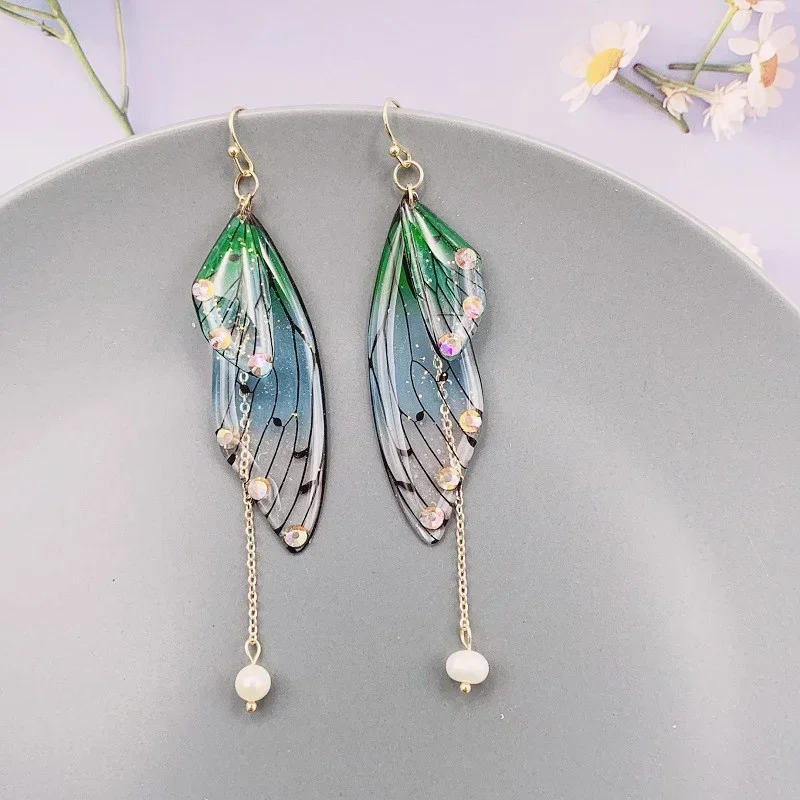Minar Rainbow Gradient Resin Butterfly Dangle Earrings