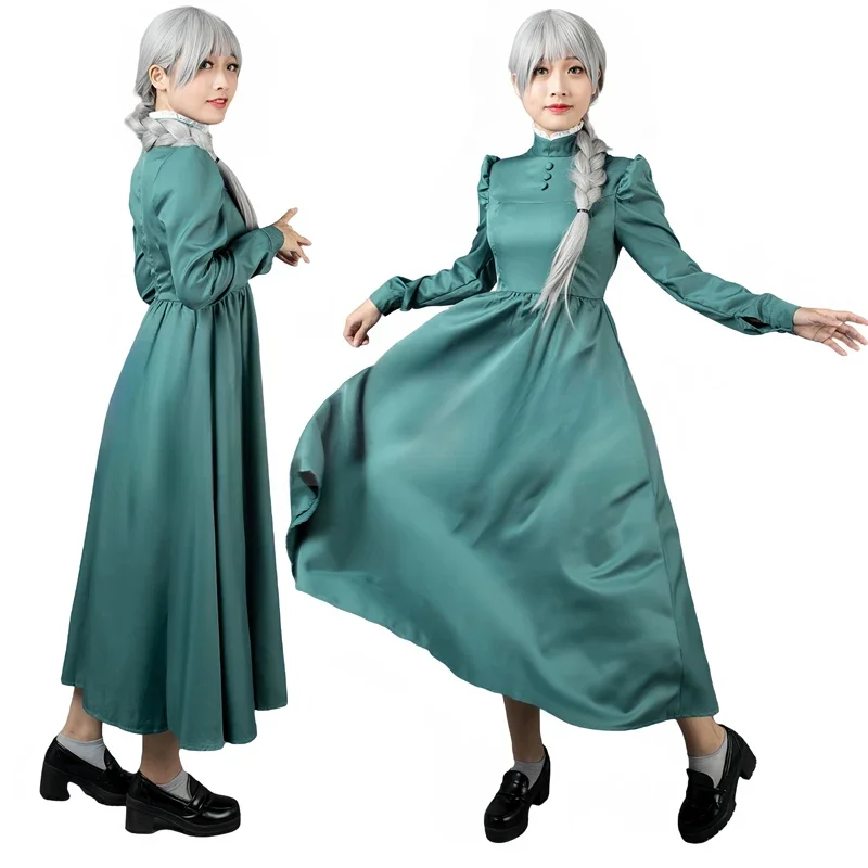 

Sophie Maid Cosplay fur s for Women, Anime HowS1 Moving Castle, Hatter, Long Py Play, Halloween Outfit, Green and Blue
