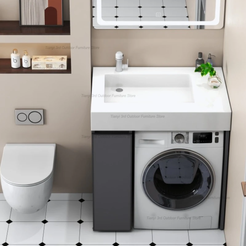 Modern Aluminum Washing Machine Cabinet Nordic Creative Wash Rock Slab Basin Balcony