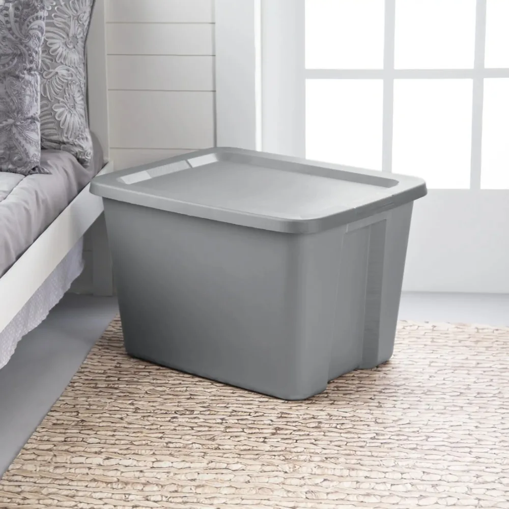 Large Storage Bin, 18 Gallon Storage Container with Snap-On Lid, Gray