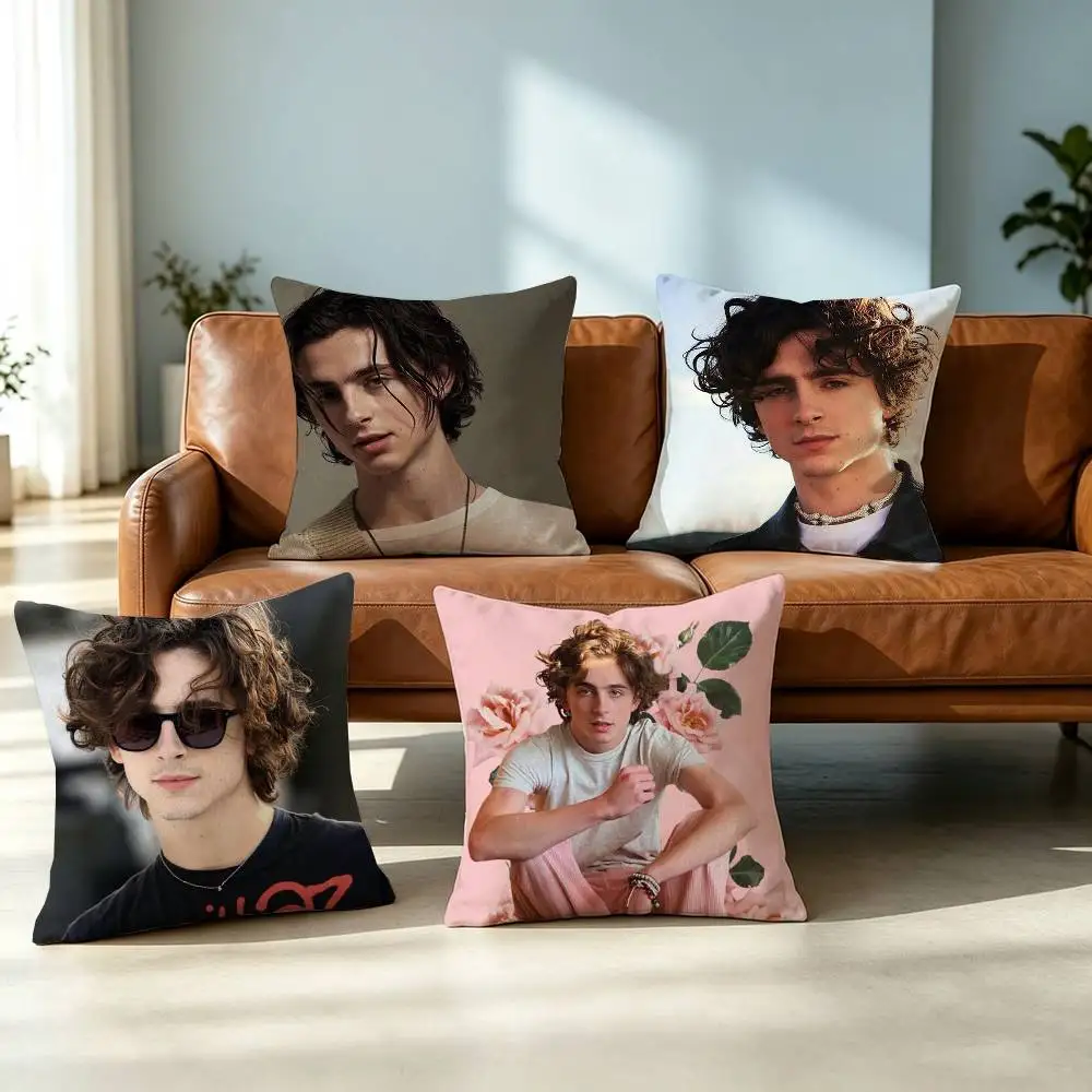Timothee Chalamet-T ACTOR Square Double-Sided printed Pillow Case Bedroom Bedside Pillow Sofa Cushion Cover Gift