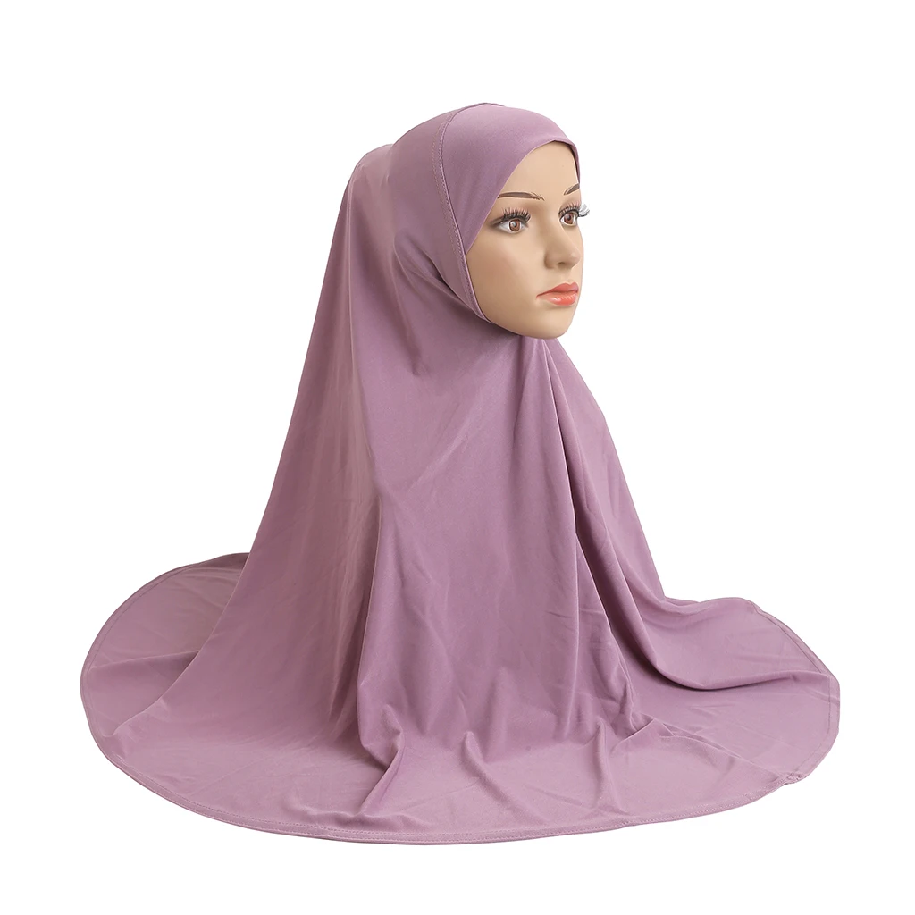 H023 Adults good size 90*80cm plain pray hijab muslim hijab scarf islamic headscarf hat armia pull on headwrap