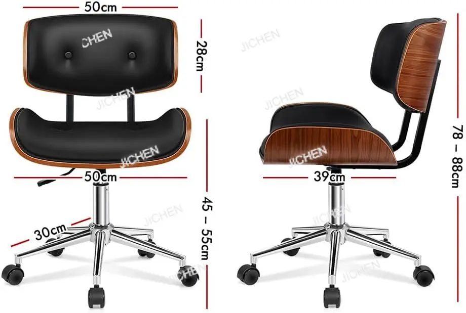

hair Wooden Swivel Executive Computer Chair Leather Home Desk Chair Height Adjustable Armchair Kids Adults Task Chair in Mid Bac
