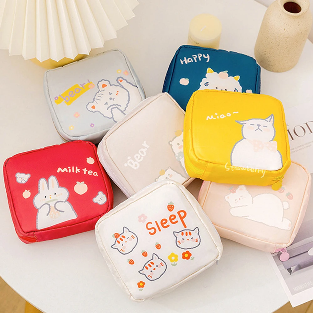 1~4PCS Storage Bag High Capacity Cartoon Convenient Portable Household Products Pads Bags Mini Durable Storage Menstrual Period