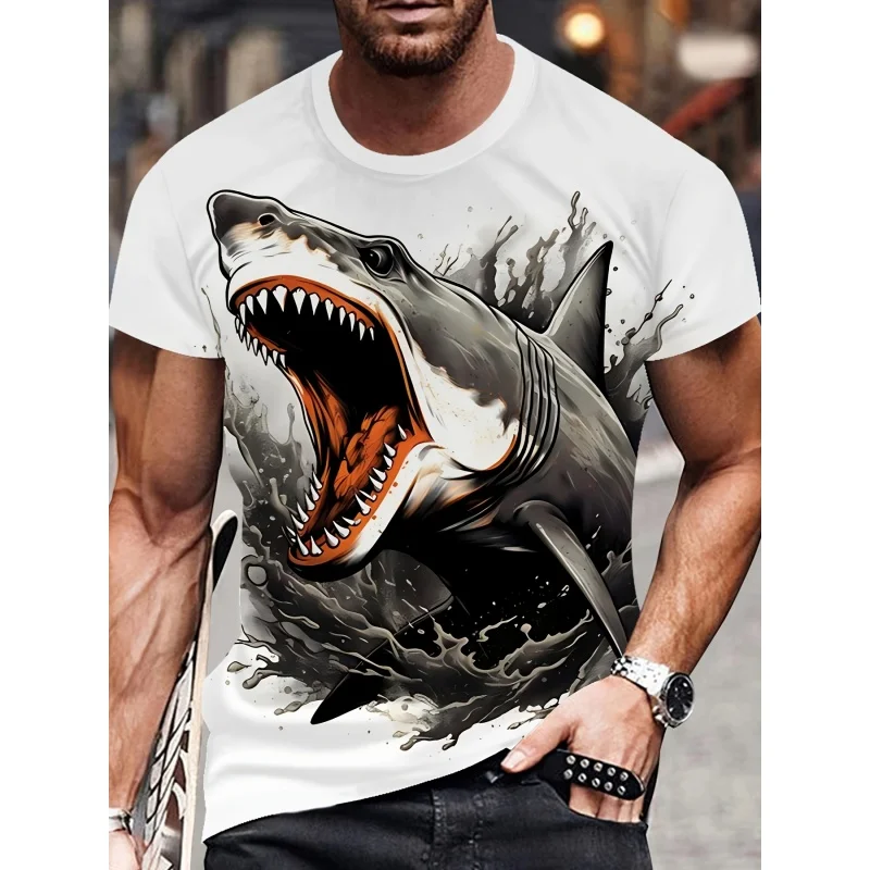 

Funny 3D Print Cartoon Shark Pattern Men's T-Shirt Summer Outdoor Street Casual Short Sleeve Top Oversize O-Neck Unisex Clothing