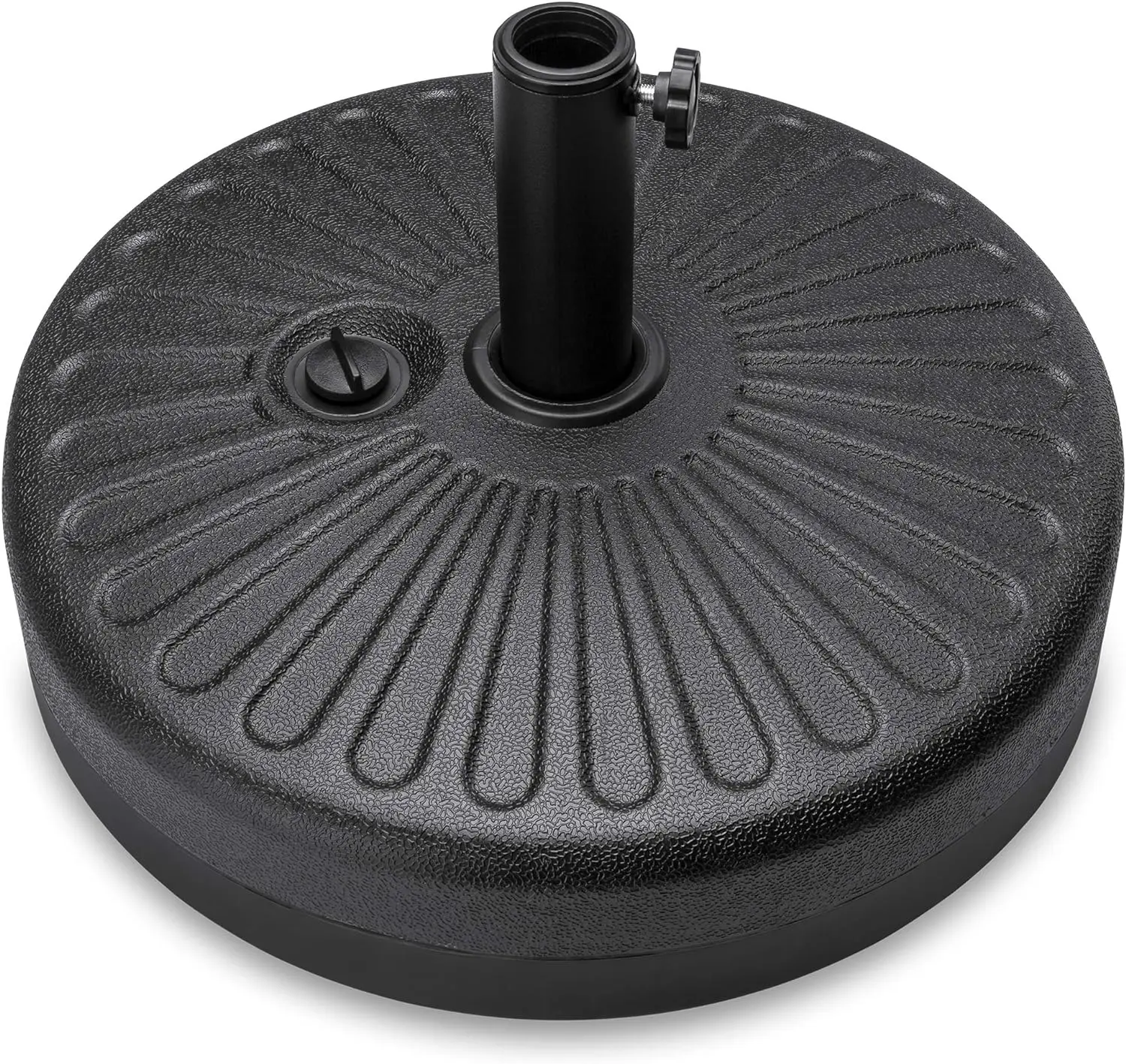 Filled umbrella base, circular sunny plastic terrace umbrella base, outdoor pole, lawn, bearing 55 pounds, adjustable knob