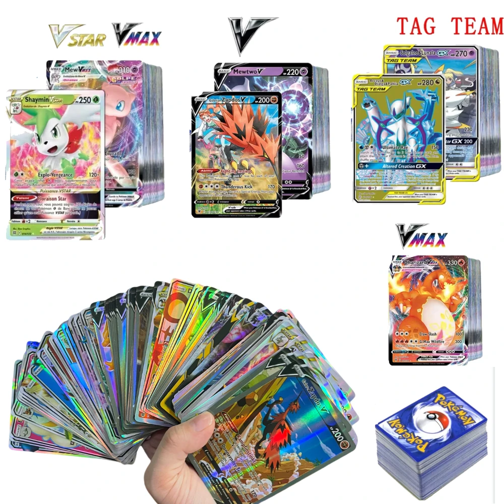 54-200 Uds Pokemons francés inglés alemán coreano español tarjetas Pokemons tarjeta Charizard Pikachu GX V VSTAR VMAX cartas de juego de batalla