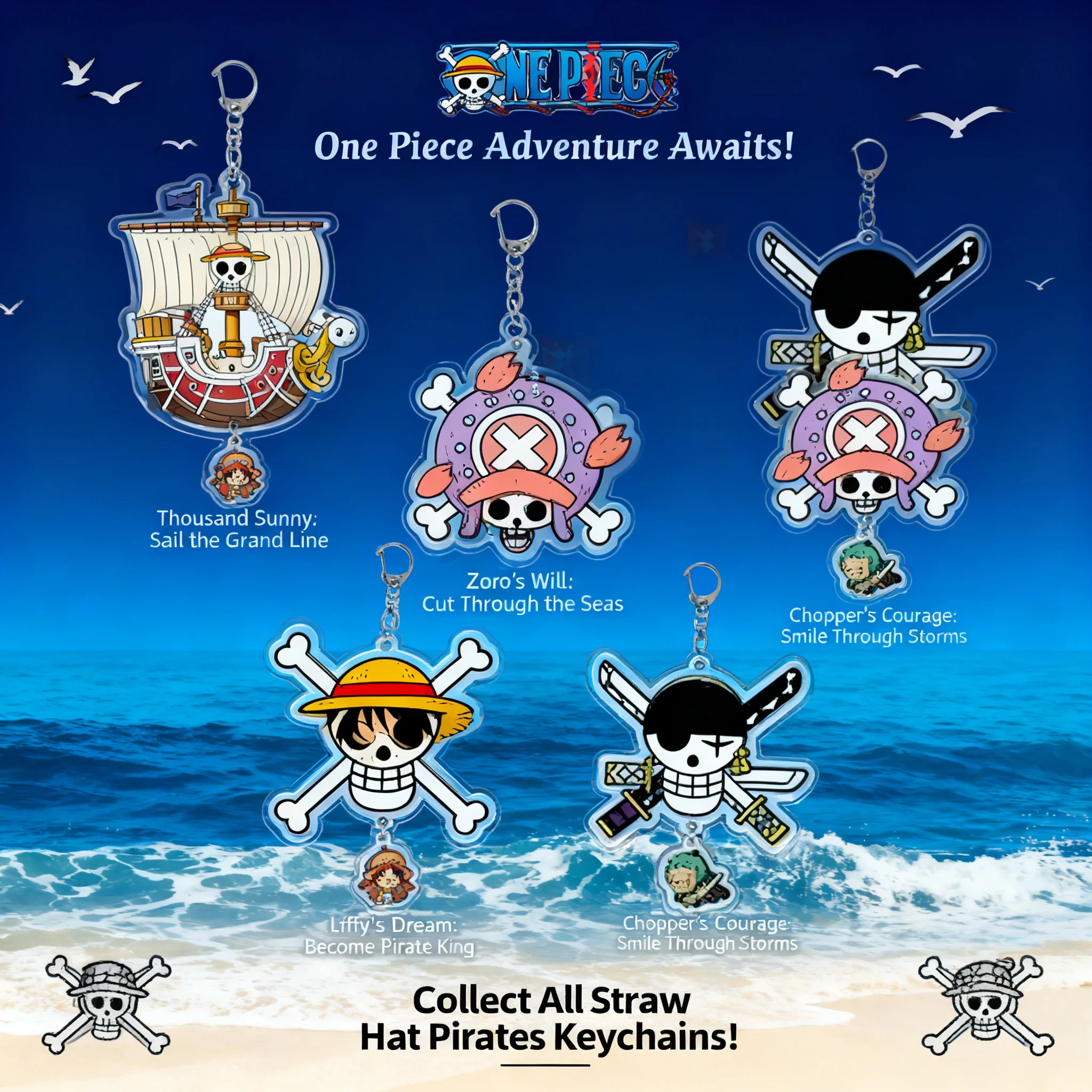 

Брелок из акрила One Piece: Луффи и Зоро, милые аниме-подвески, многослойные аксессуары, в наличии, готовы к отправке