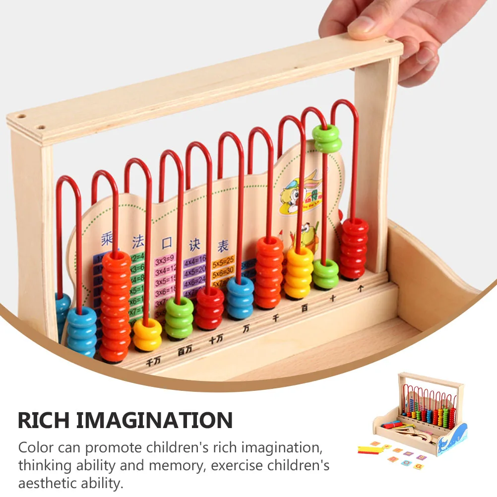 

1 Set Kids Wooden Bead Counting Frame Educational Math Learning Tool Fine Motor Skills Non-Toxic Water-Based Paint Abacus Frame