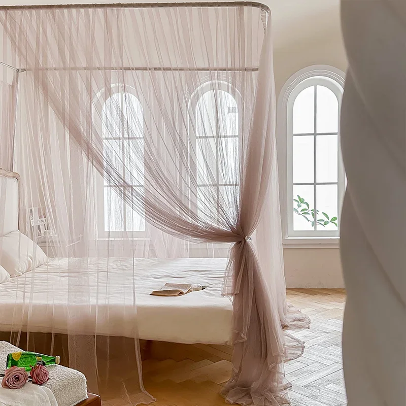 

to disassemble and wash u-shaped mosquito net fishing rod bracket summer simple bedroom high-end French princess bed curtain