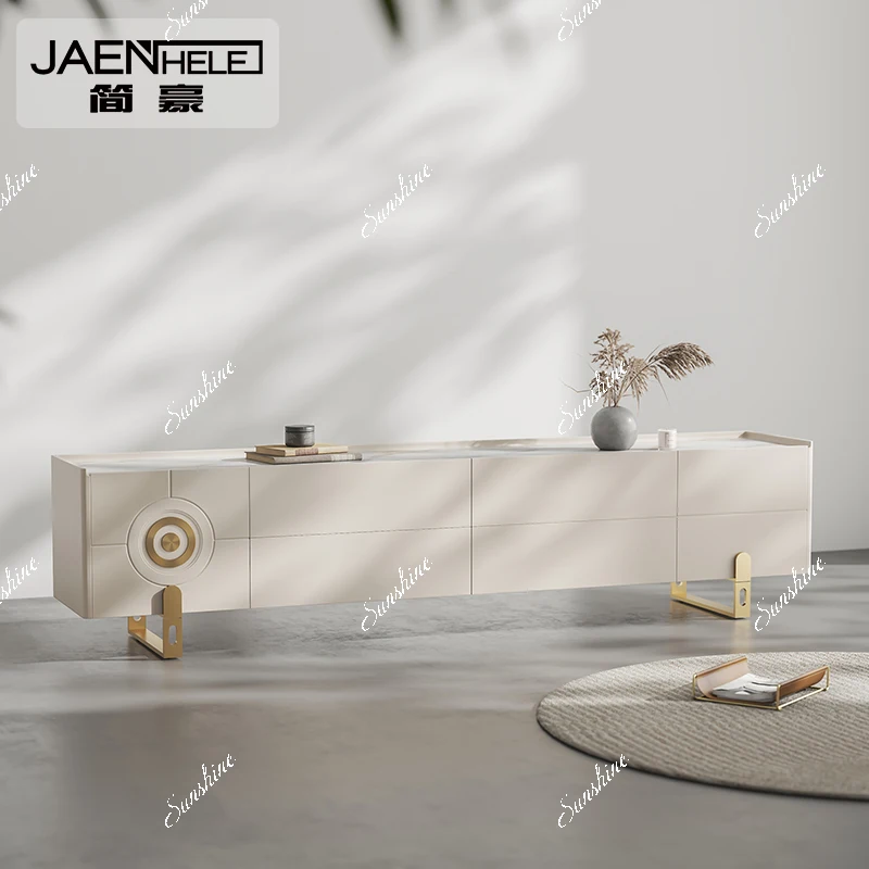 Combinação de mesa de centro moderna italiana minimalista para sala de estar armário de chão de laje de rocha FT