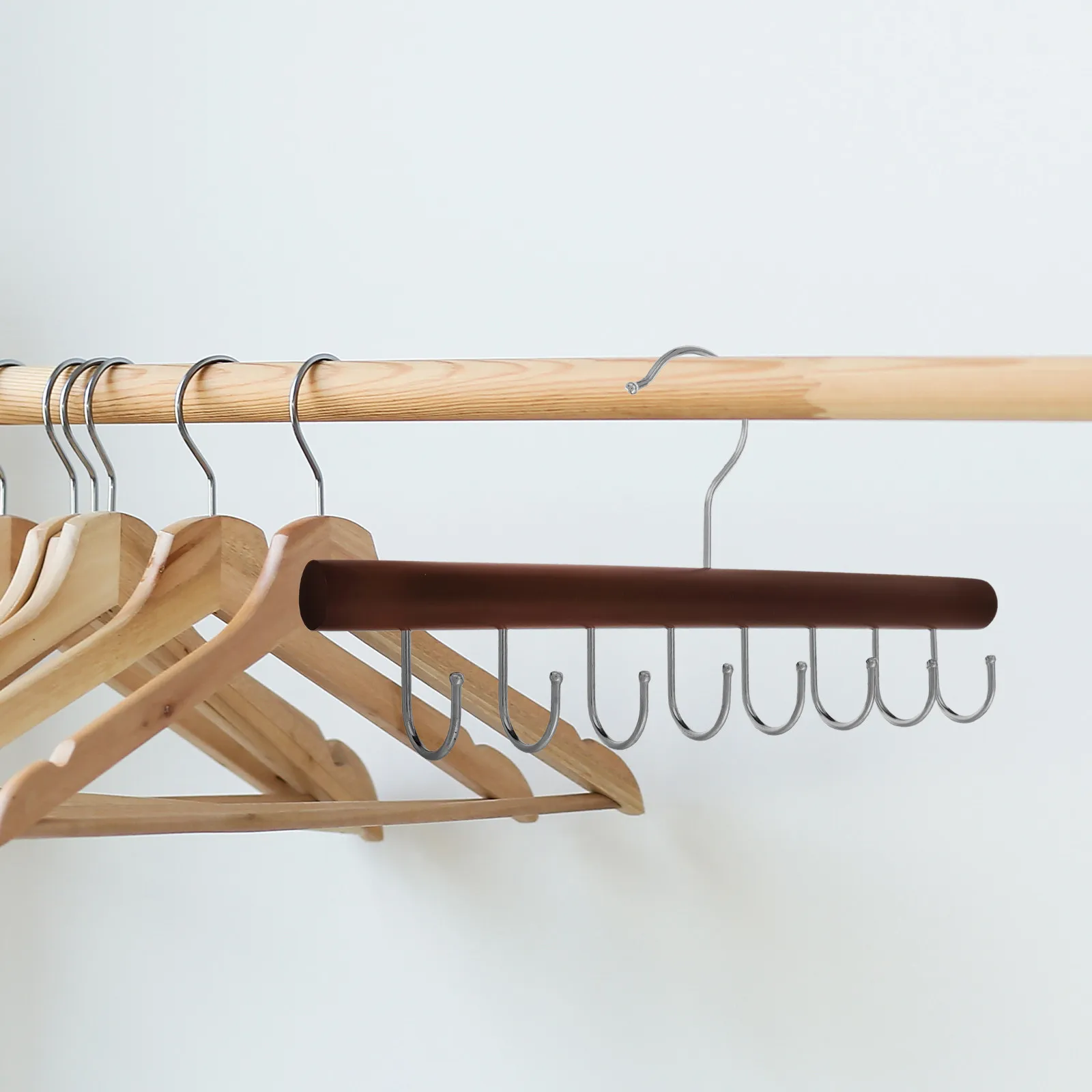 מתלה עץ מלא רב תכליתי לחגורות עניבות צעיפים מכנסיים גופיות כובעים ארגונית חוסכת מקום אחסון ארון אחסון קיר