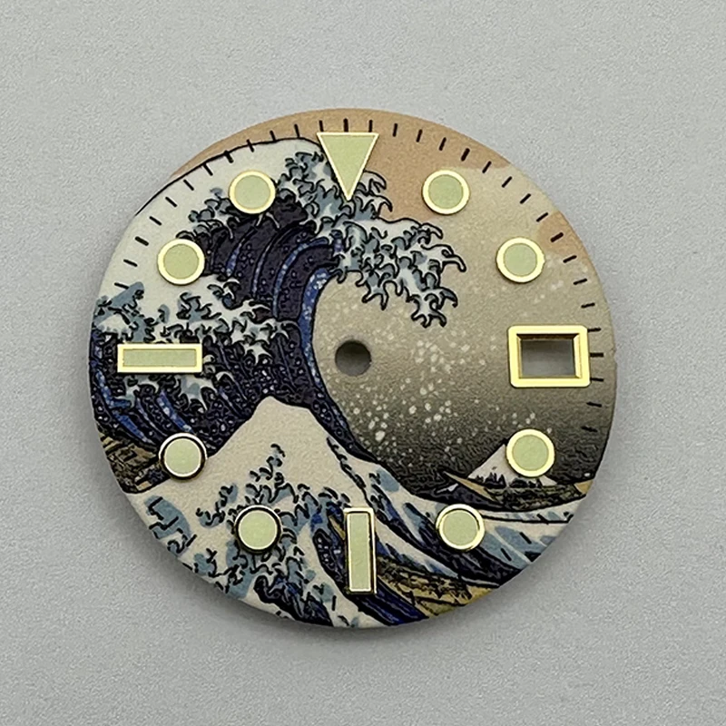 

NH35 Dial 28.5mm Wave Dial No Logo Mechanical Watch Dial Luminous Full Surf Style Watch Accessory