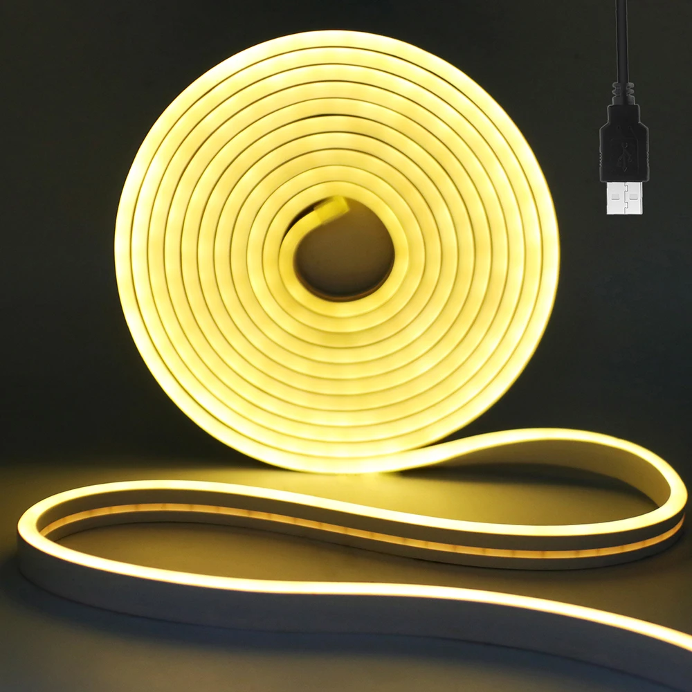 5V 2835 USB LED Neon Strip Light DC 120Leds/M 6x12MM Flexible Ribbon Rope Lights Waterproof Garden Home Decoration 0.5m 1m 2m 3m