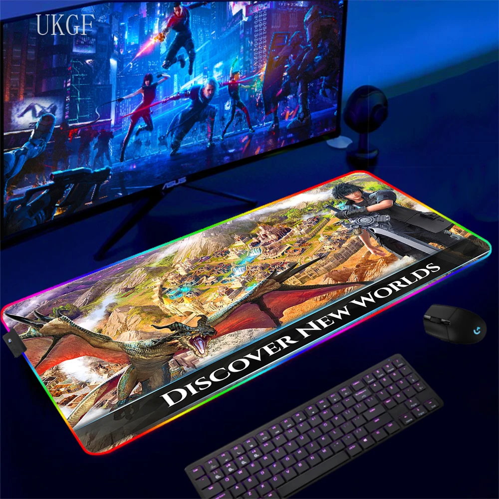 Game FINAL FANTASY XVI RGB Keyboard Mouse Pad LED Large Gamer Cushion Luminous Cool Desk Mat Office Pc Accessories Mousepad Xxl