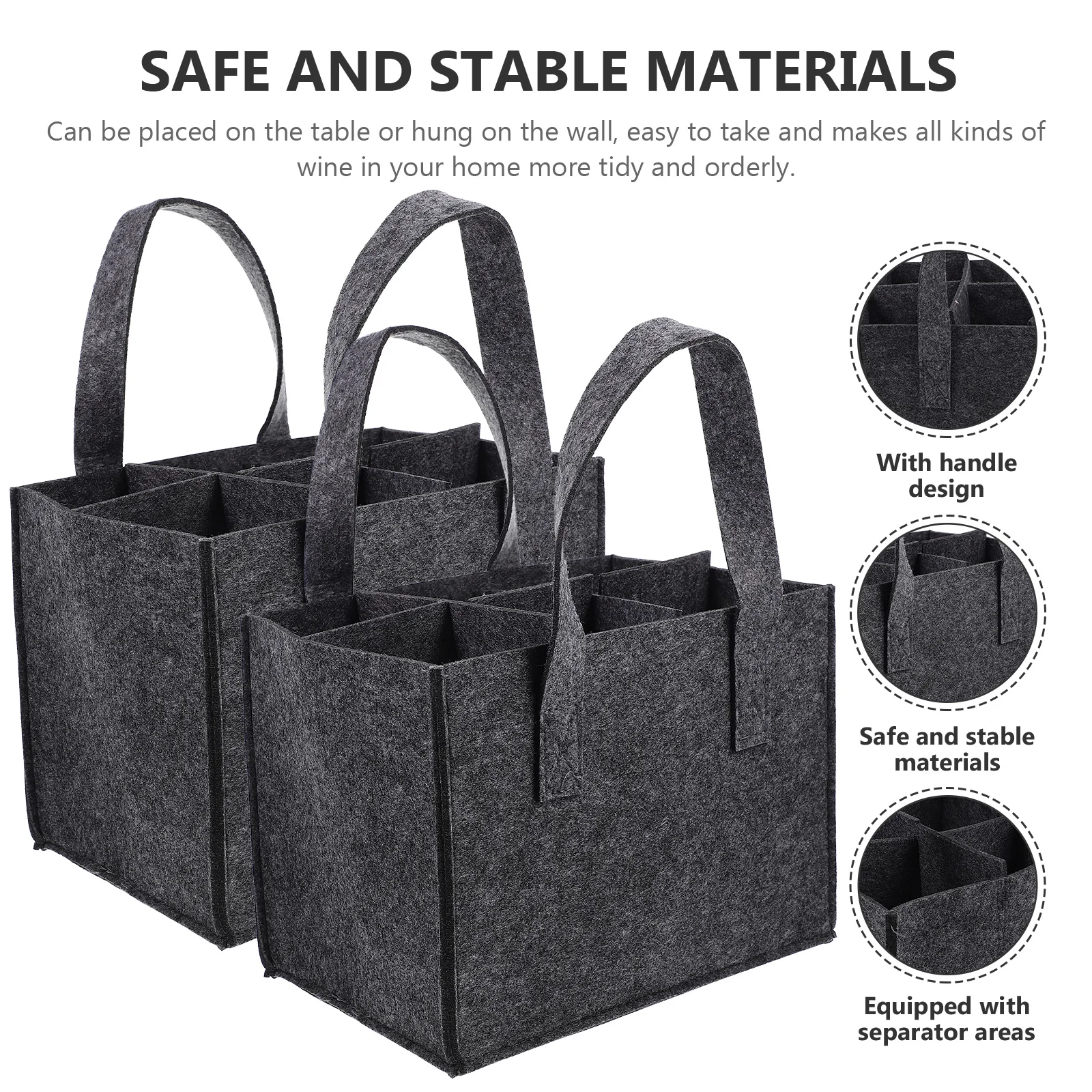 

2Pcs Wine Gift Handbag Portable Carrier Tote Bag 6 Compartments Divider Storage Organizer for Bottles Bottle Carrier Bags
