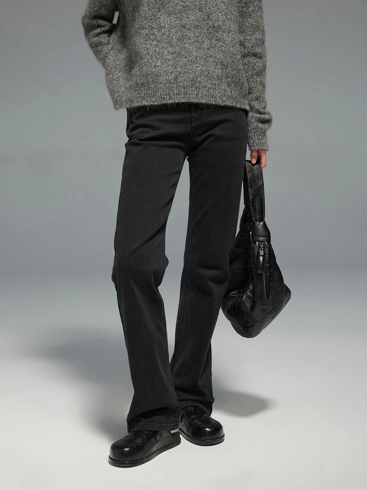 

JUSLIN Зимние комфортные утепленные джинсы с широкими штанинами, прямые, зауженные, повседневные, со средней посадкой, длинные брюки