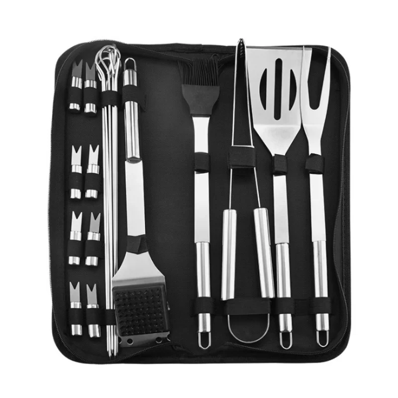 

Portable Oxford Cloth Bag 20 Piece BBQ Set Kitchen Accessories Clip Brush Fork Stick Shovel Outdoor Barbecue Tool Combination