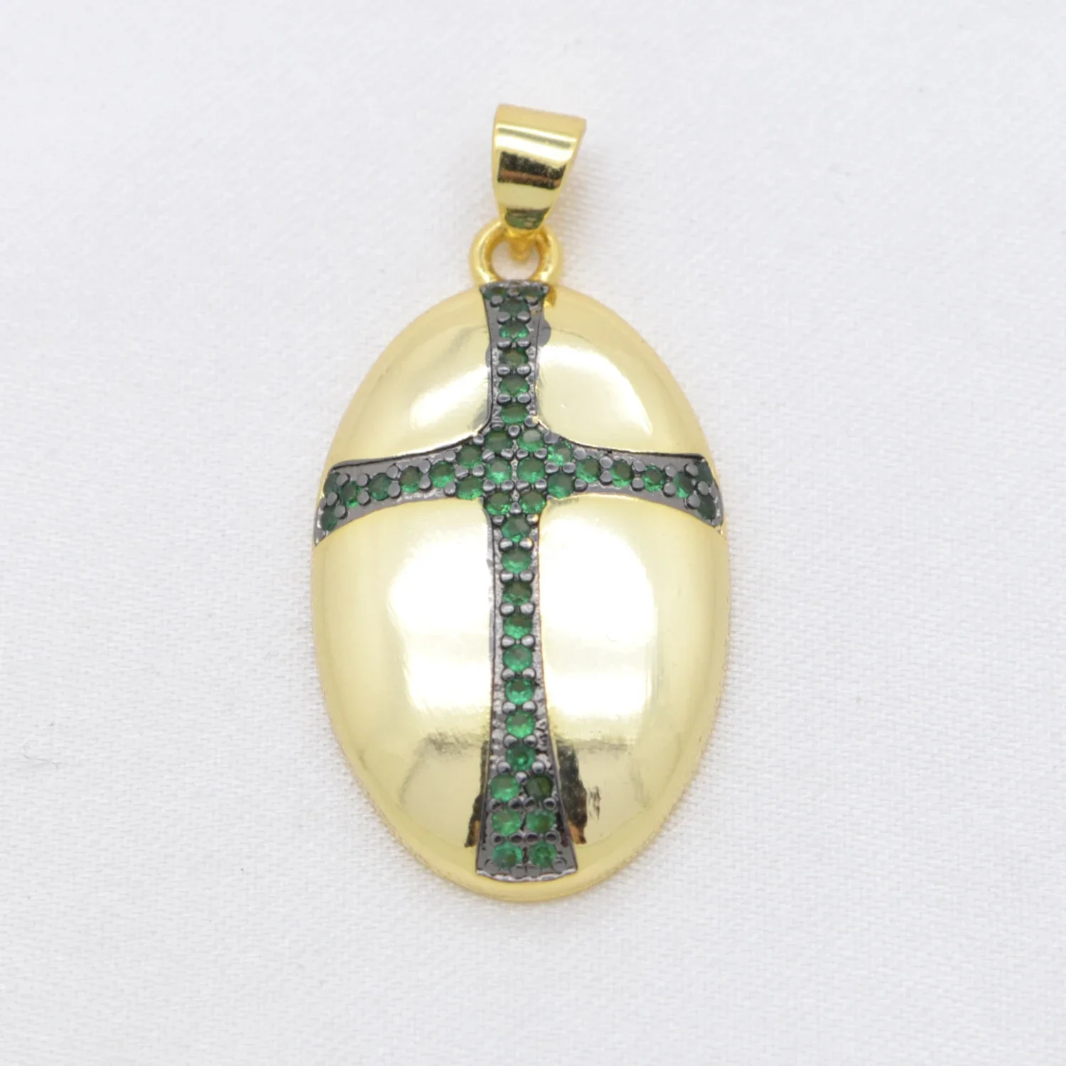 10 Pcs Copper Gold Plated Pendant DIY Necklace Chain Jewelry Accessories Oval Cross Charms Inlaid Zircon for Women Men Wholesale