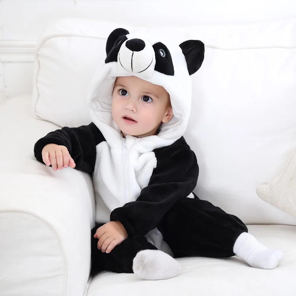 Baby Animal Pajamas Newborn Onesies Boys Girls Stitch Jumpsuits Children Panda Tiger Leopard Sleepwear Kids Flannel  Kigurumi