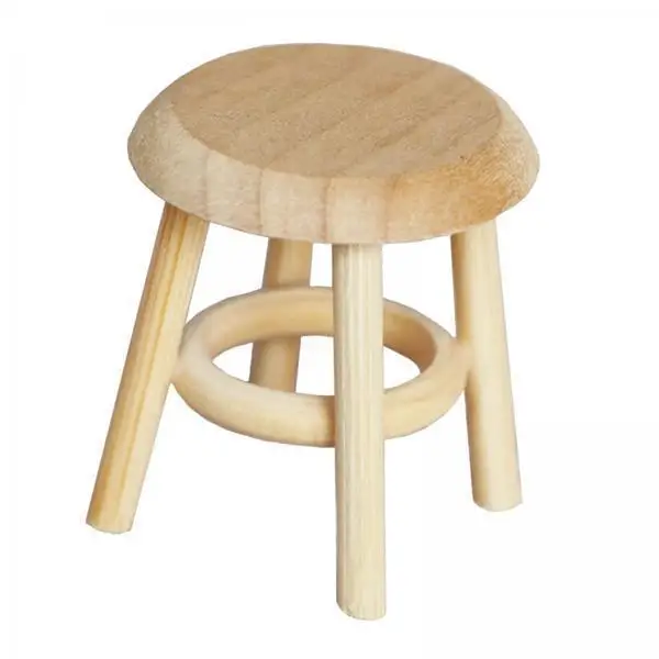 1 12 Scale Miniature Wood Stool Dollhouse Accessories Modern Round Seat for Dollhouse Dining Room Pretend Play
