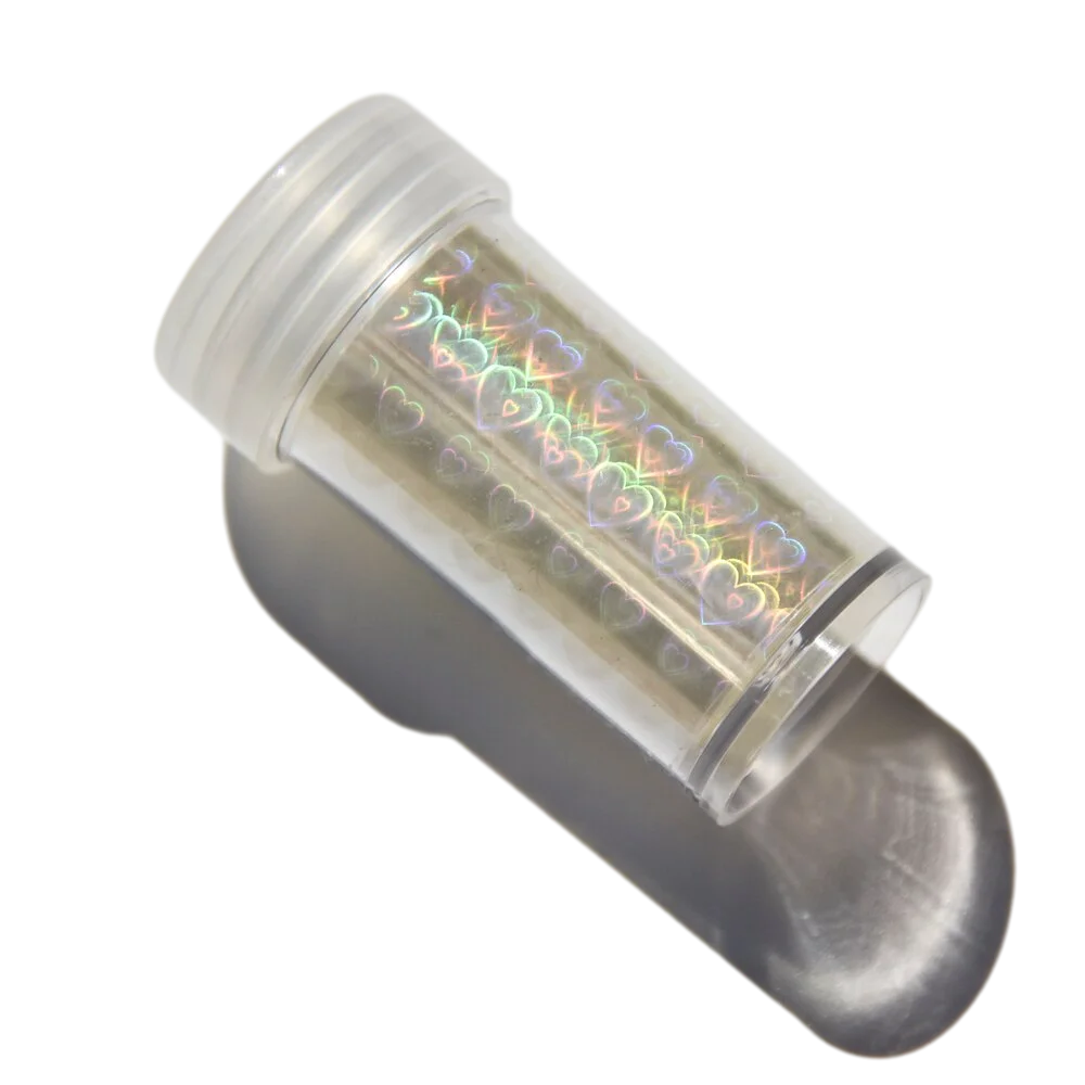 투명 레이저 하트 네일 포일 홀로 하트 빔 포일 페이퍼, 네일 아트 장식 도구, 핫 스탬핑 전송 포일 스티커, 100cm