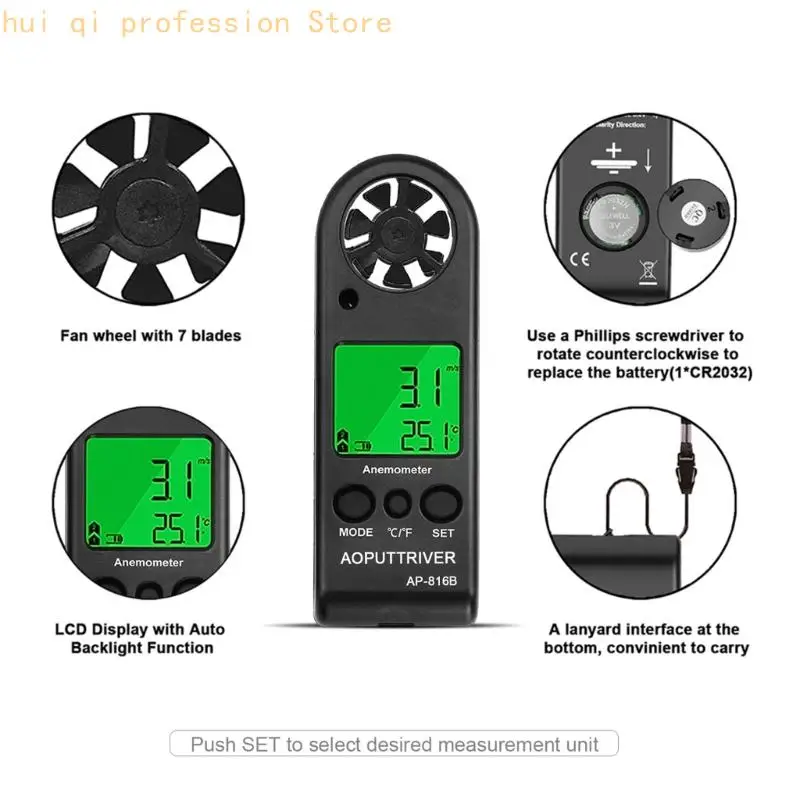 5 Unit Digital Anemometer With Wind Speeds Temperature Humidity Pressure Altitudes Measurement For Outdoor H8WE