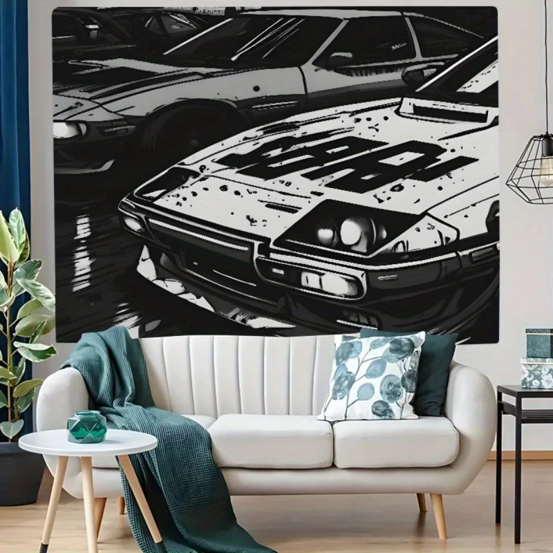 VIKAMA Tapiz de coche deportivo vintage, tela de coche clásico japonés, para colgar en las paredes de dormitorios, salas de estar y garajes