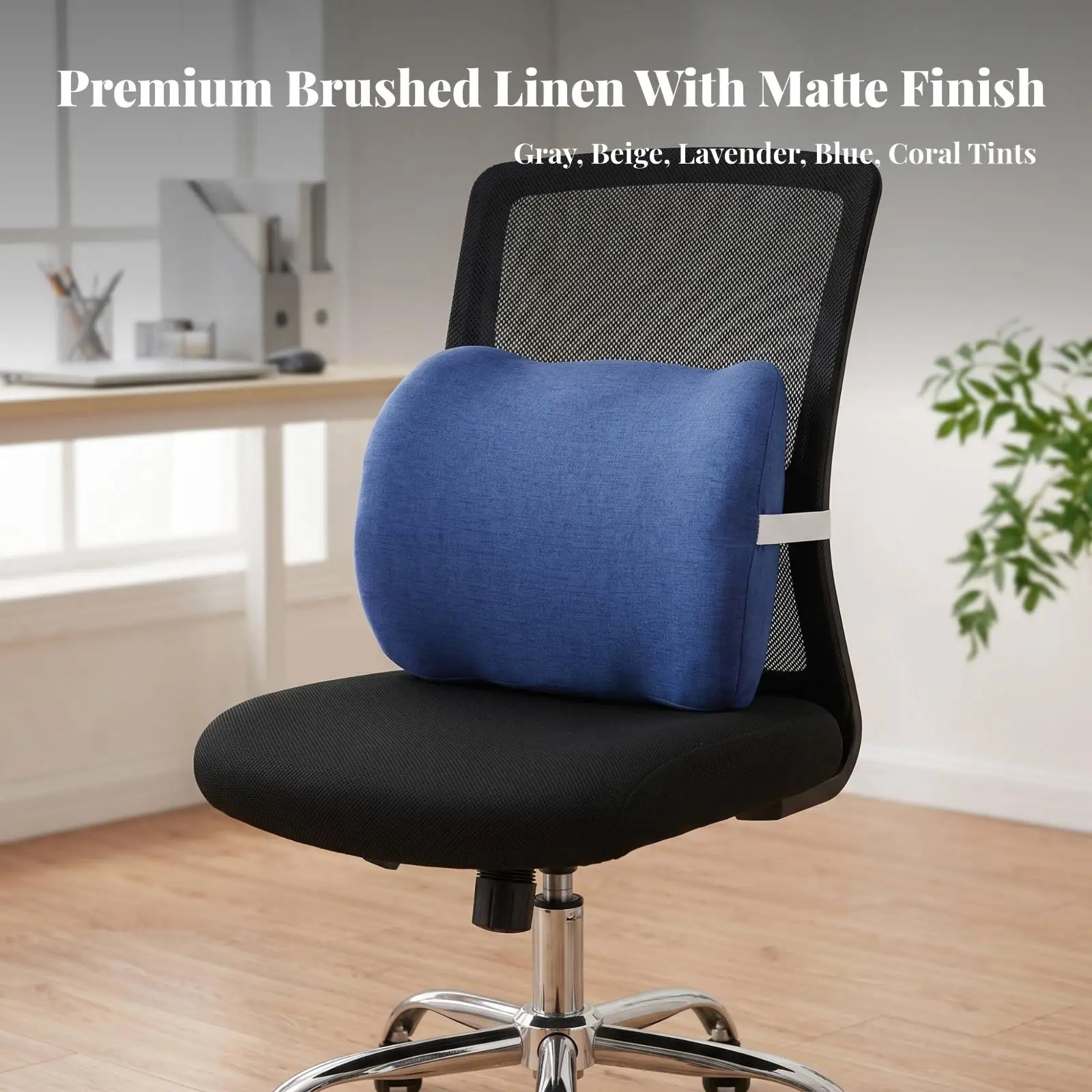 Office Chair Pillow with Resilient Sponge Core and Washable Textile Cover for Comfortable Seated Posture Support at Work