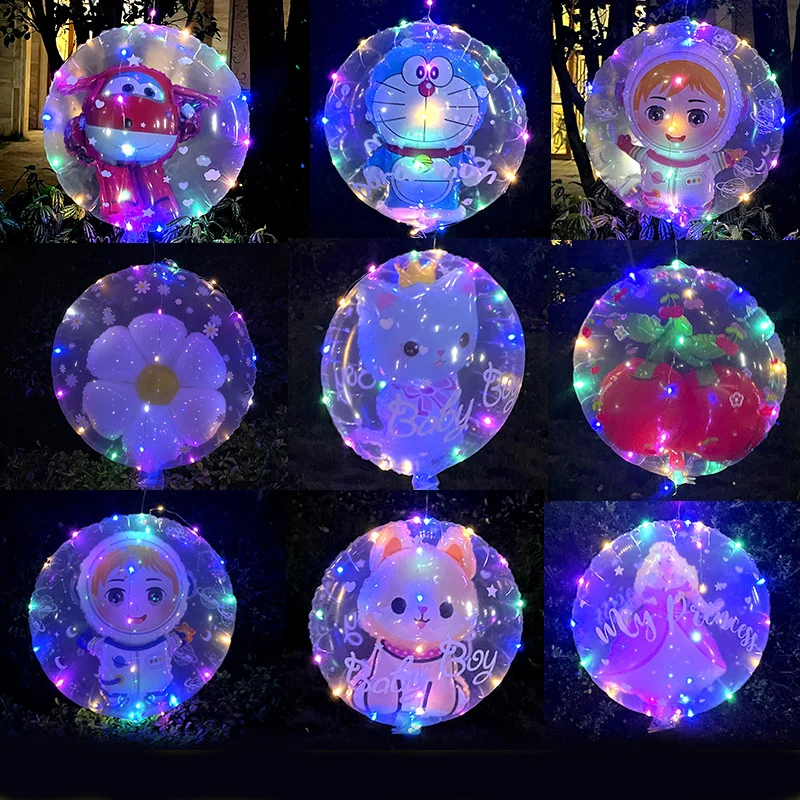

2025 New Internet Celebrity Popo Balloon Wholesale Night Market Stall Transparent Luminous Balloon Ground Pushing Toy