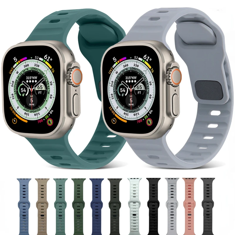 Silicone strap for Apple watch Ultra 49mm 9 8 7 45mm 41mm Waterproof skin-friendly watchband for iWatch 6 5 4 3SE 44mm 42mm 40mm