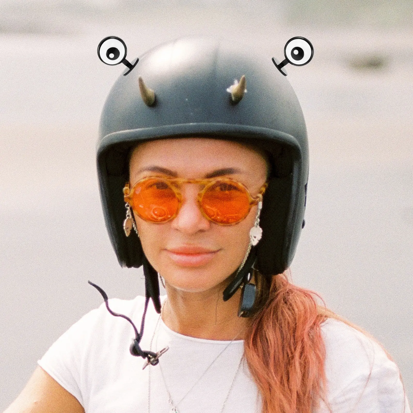 

Cute Decoration Weather-Resistant Eye Shape Horns Cool Motorcycle Accessory Bike Ski Cycling Helmets Adhesive