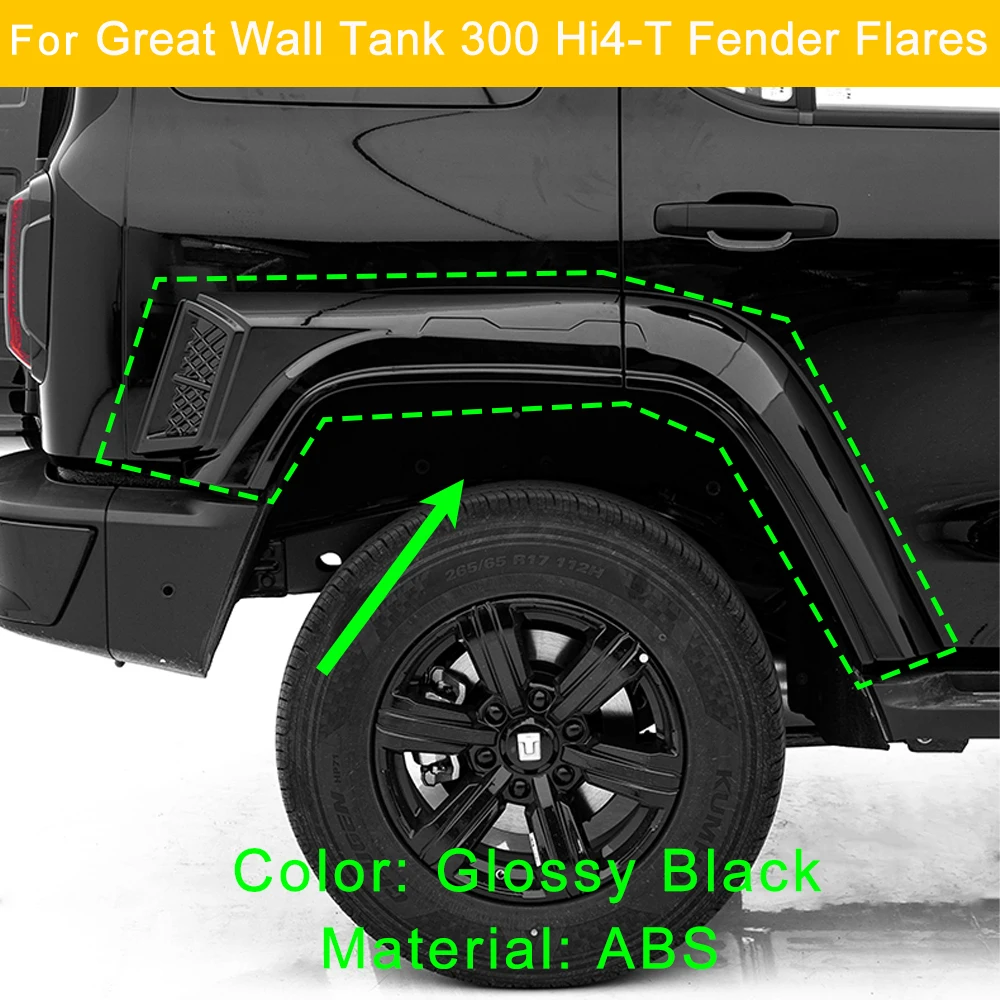 

For 2021 22 23 24 2025 Great Wall Tank 300/Tank 300 Hi4-t Car wheel arch stickers anti scratch Door guards ABS material Body Kit