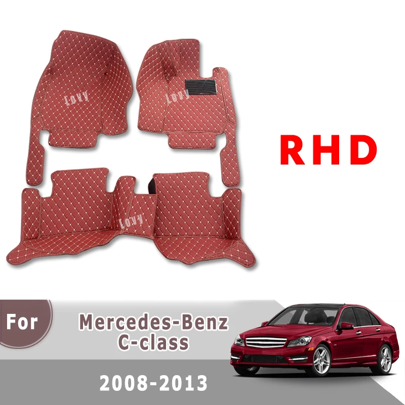 

Автомобильные коврики RHD для Mercedes Benz C-Class 2013 2012 2011 2010 2009 2008, пользовательские коврики, аксессуары, интерьерные напольные коврики