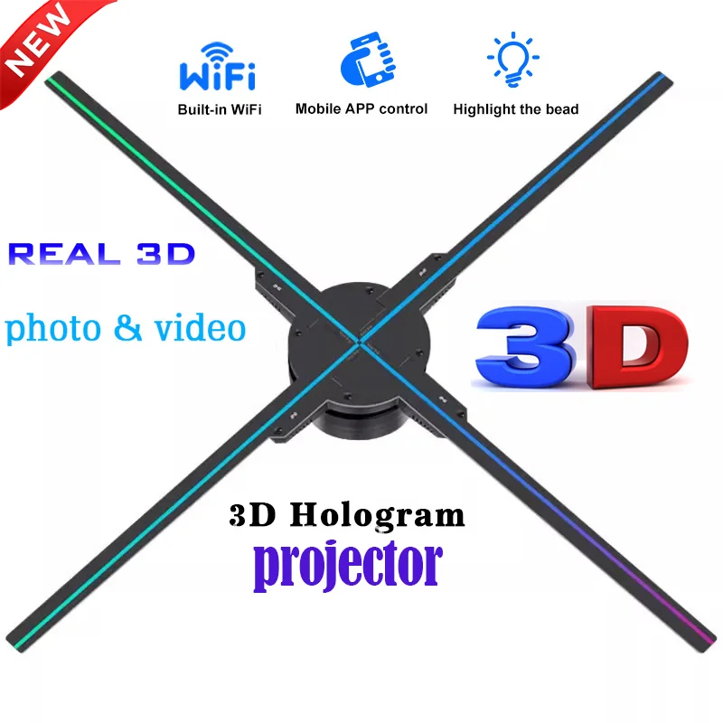 52cm 3D Hologram Fan Projector HD LED Holographic Player Advertising Display Machine WiFi APP Remote Control for Shopping Mall