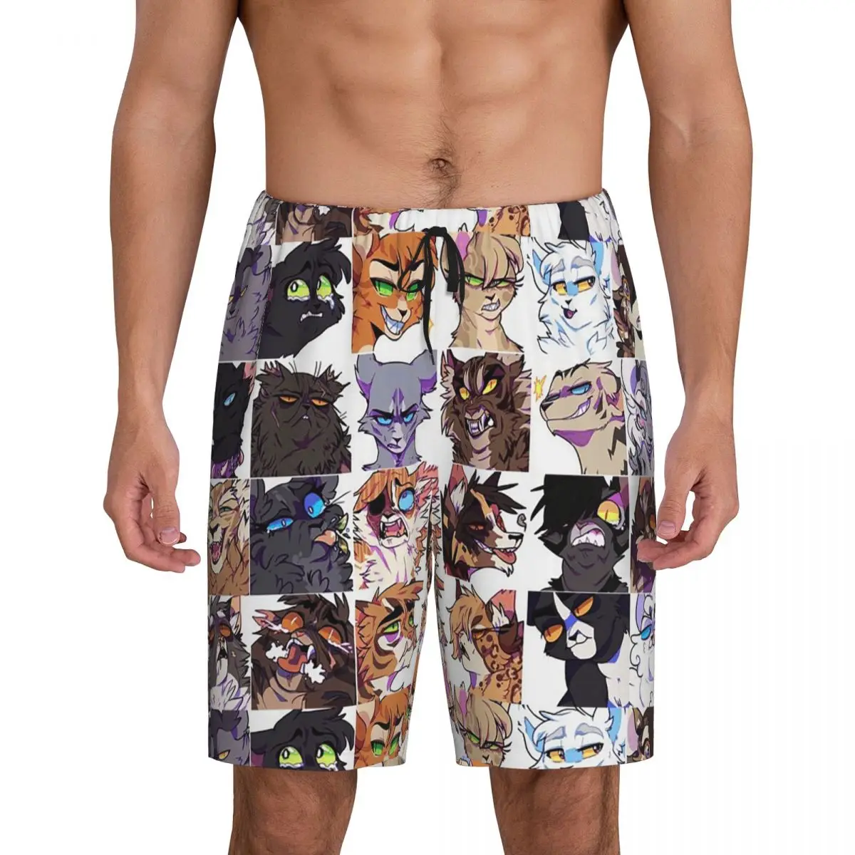 

Мужские короткие пижамные шорты Custom Warrior Cute Cats Lovers для сна и отдыха