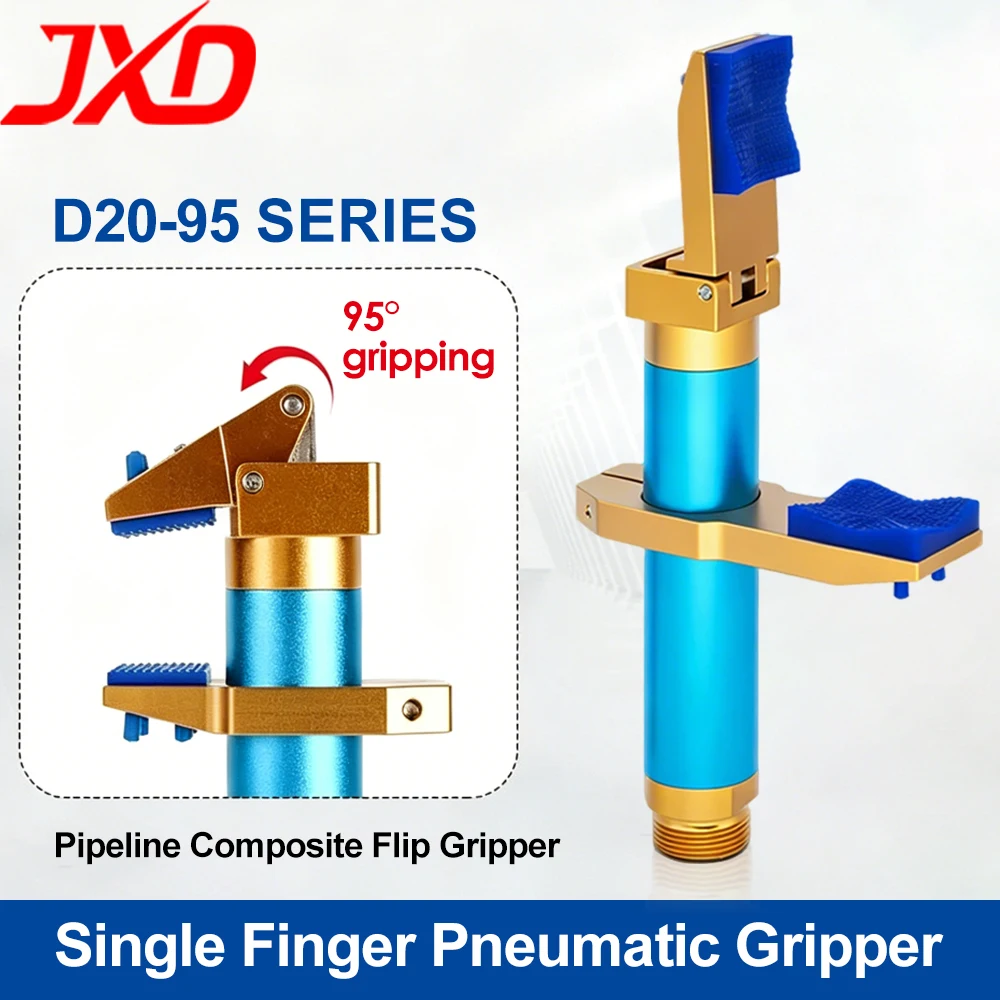 JXD D20-95 D20-150 Pneumatic Single Finger Gripper 95 Degree Tilting Angled Jaw Mini Cylinder Claw with Magnetic Sensor