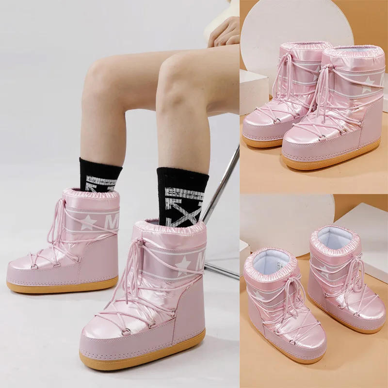 

Walking in Space Series Cross-Border Trade Space Boots for Women Winter Travel Ski Boots Waterproof Non-Slip Mid-Calf Snow Boots